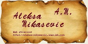 Aleksa Mikašević vizit kartica